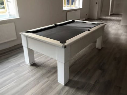 Beautiful Gloss White Square Leg Pool Table with grey cloth