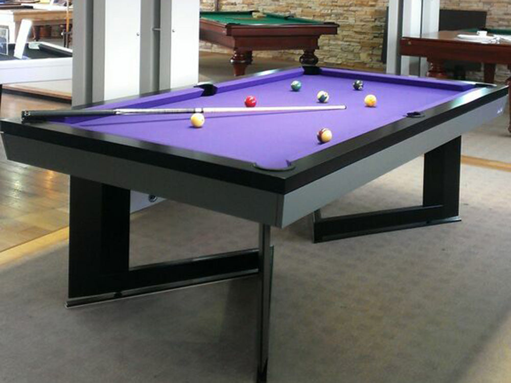Breaker Luxury Pool Table black and grey finish with purple cloth