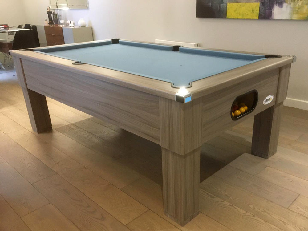 Driftwood Square Leg 7ft Pool Table with slate cloth reverse angle