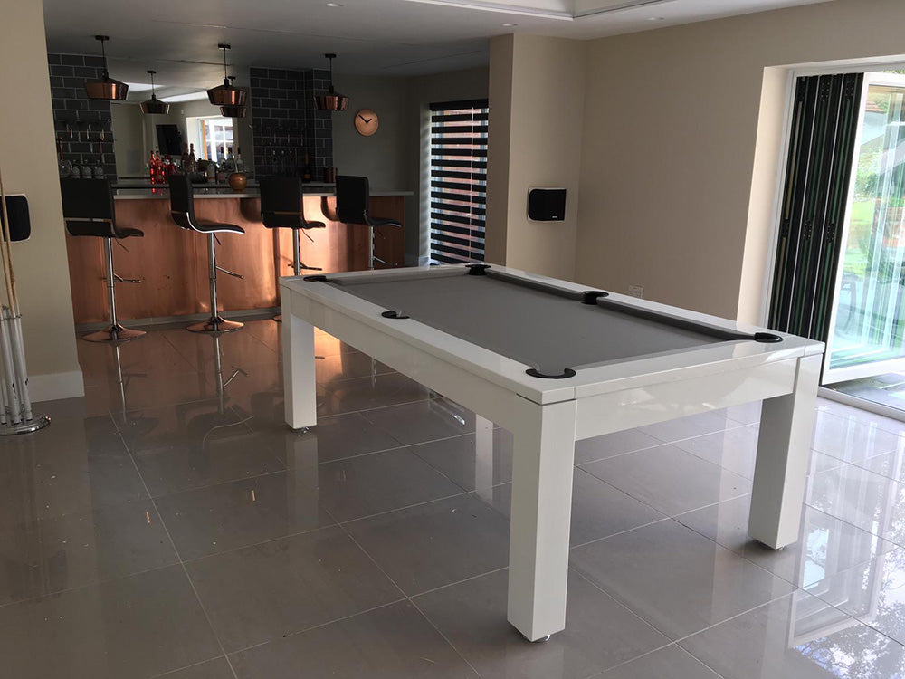 Pool Table diner with covers removed. Grey Cloth