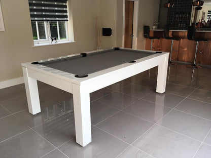 White Pool table diner with covers removed.