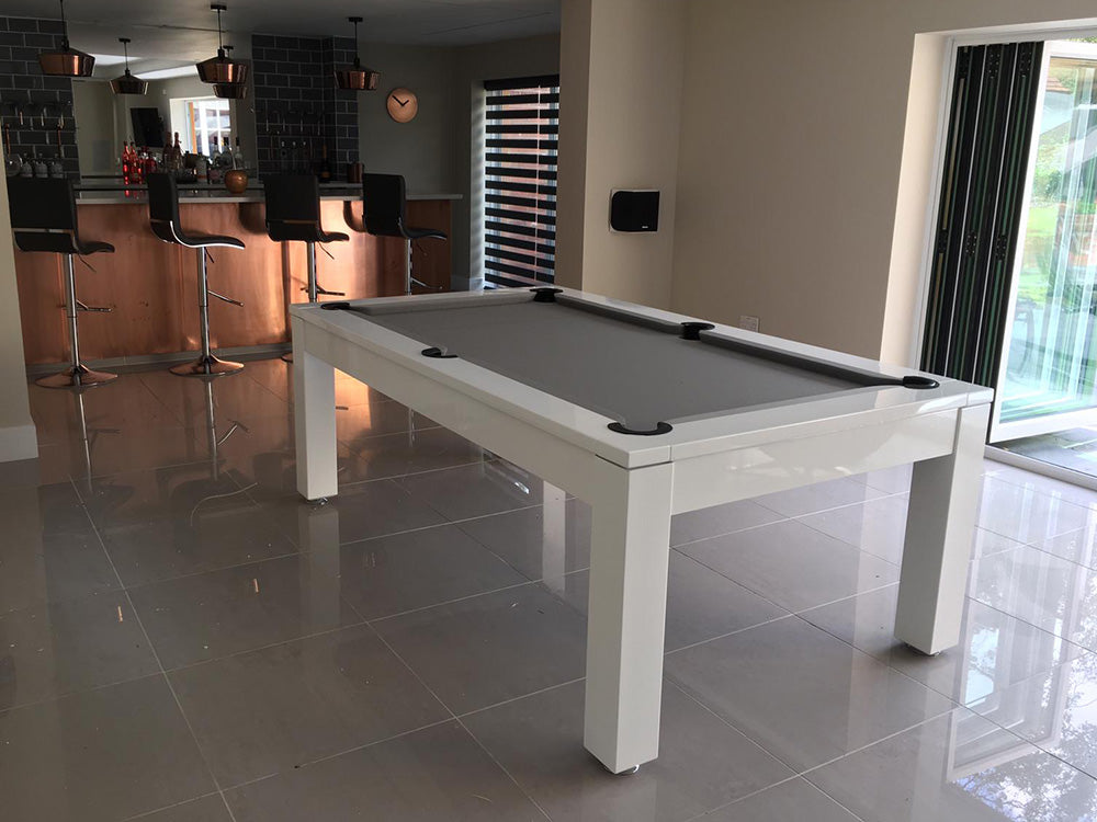 Stunning white Pool table diner with grey cloth