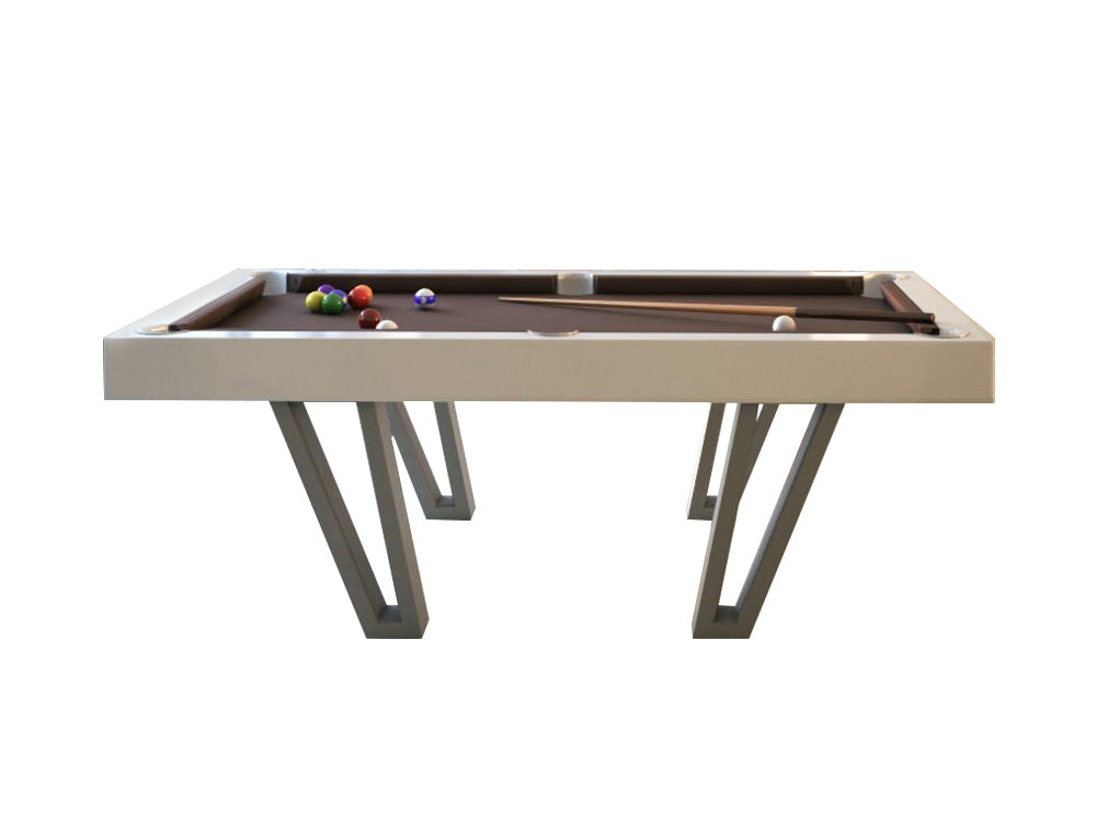 Funky Ozzie White Pool Table with chocolate brown cloth