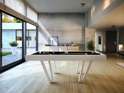Funky Ozzie White Pool Table with jet black cloth