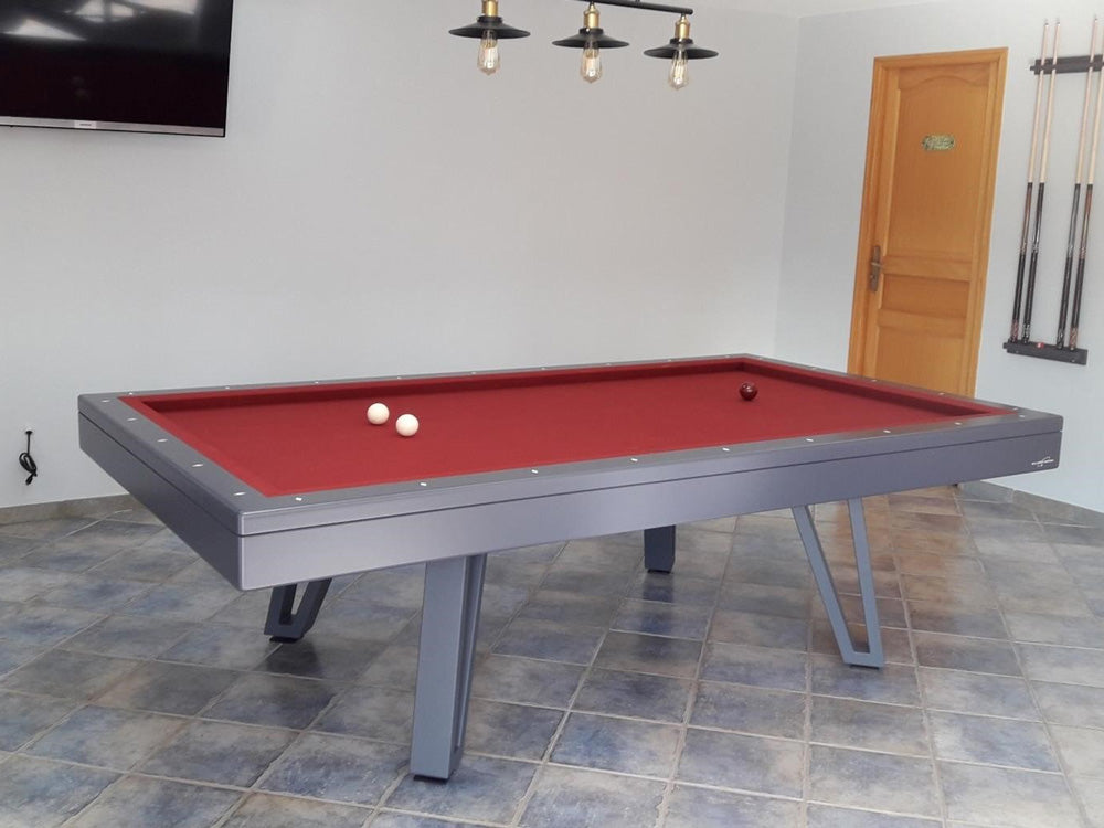 Luxury Ozzie Grey Pool Table with red wine cloth