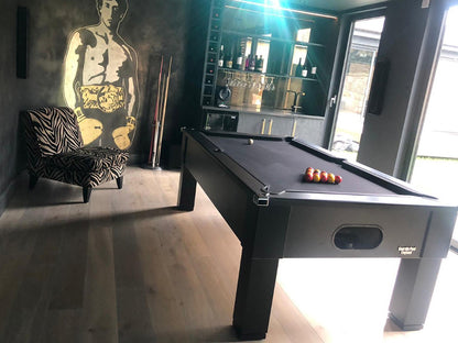 Matt Black Square Leg Pool Table in contemporary games room.
