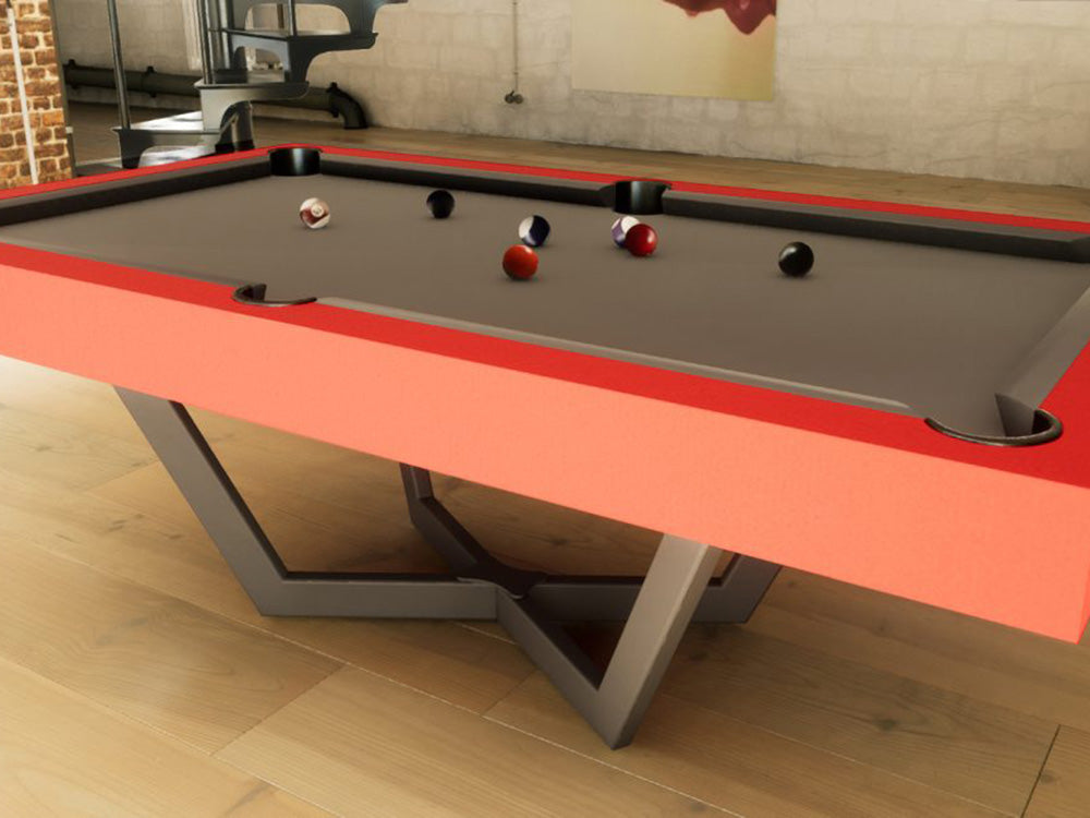 Luxury Prism pool table, red pool table, black cloth