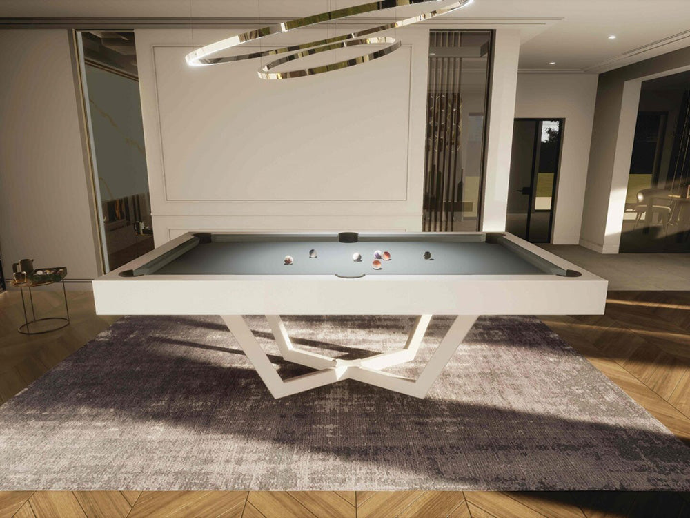 Luxury Prism white pool table, grey cloth