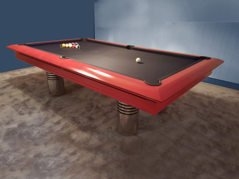 Dtangos luxury pool table, red and black pool table, custom pool table
